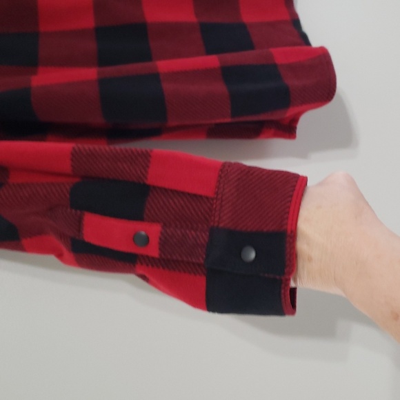 Natural Reflections Long Sleeve Fleece Button Up Shirt Women 2X Red Black Plaid - Picture 2 of 8